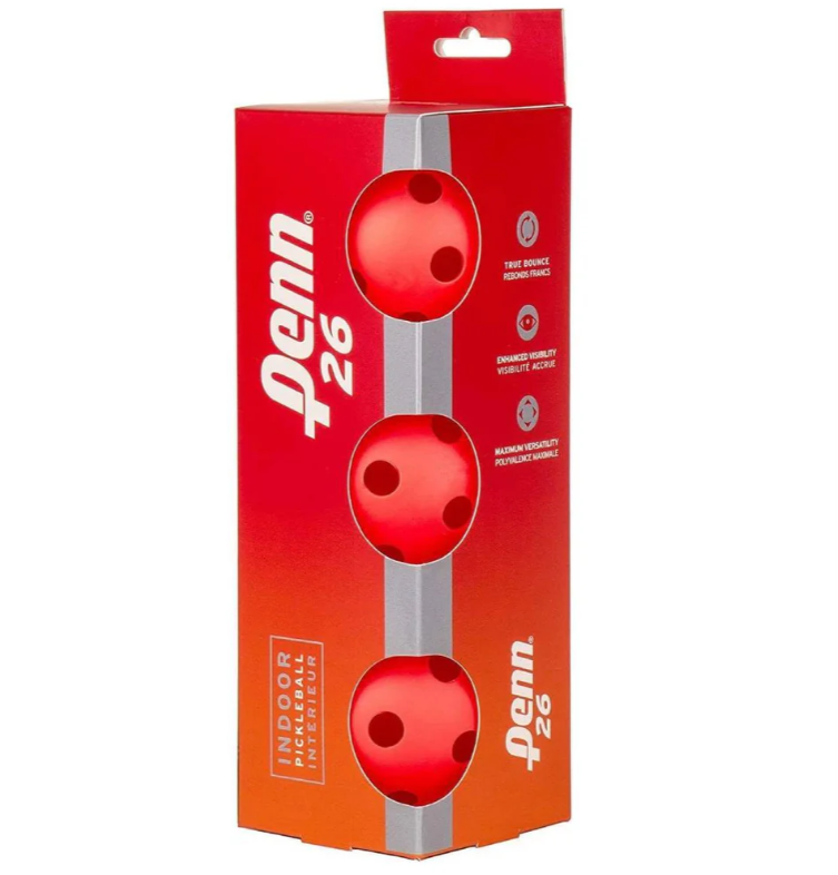 Penn 26 Indoor Pickleball (Red) - 3 Pack